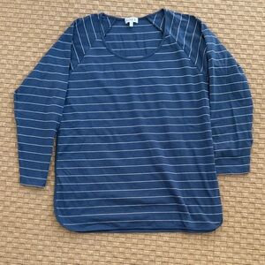 Lake Pajamas Navy Striped Long Sleeve Shirt NEW